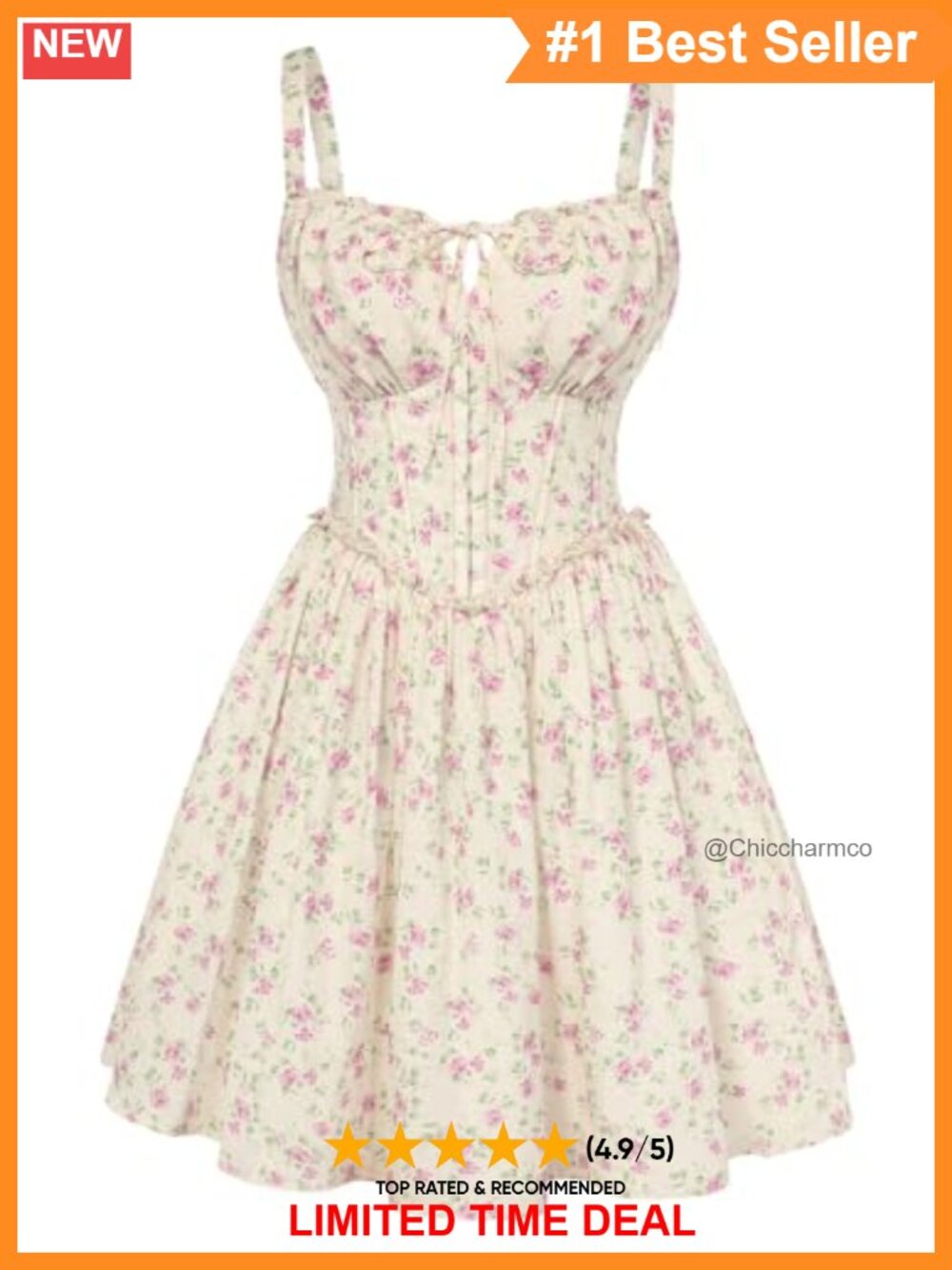 Floral Mini Corset Dress Spaghetti Strap Sundress A-Line
